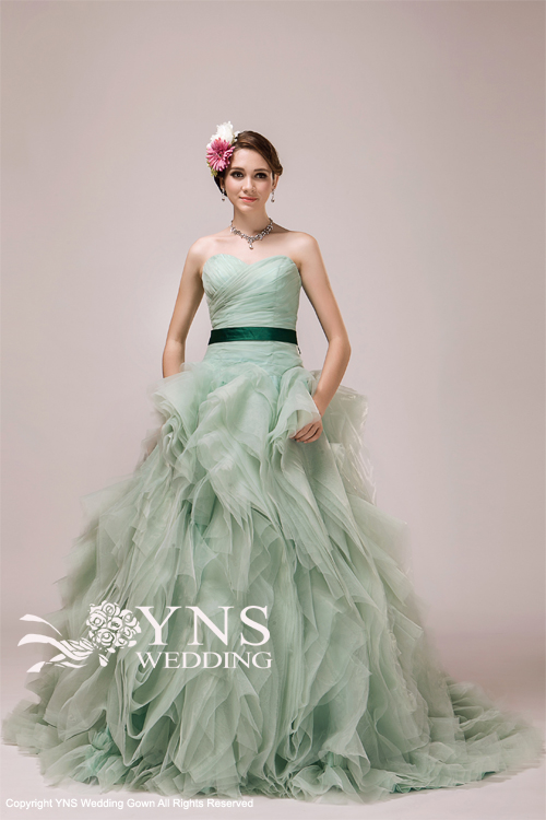 YNS カラードレス メロングリーン SL15907｜LaVenie Collection カラードレス｜ウェディングドレスのYNS