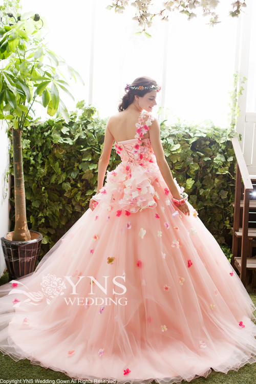 yns wedding カラードレス　ピンク YNS ウェディング プリンセスライン カラードレス ピンク - メルカリ