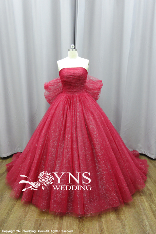 気品があり華やか！ラメチュールが美しいレッドドレス「SL24301-SET1」（デザイン変更後）