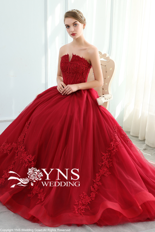 値下げ☆ YNS wedding カラードレス 赤 ボルドー