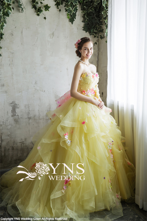 SL16326-FL-YE｜LaVenie Collection カラードレス｜ウェディングドレス