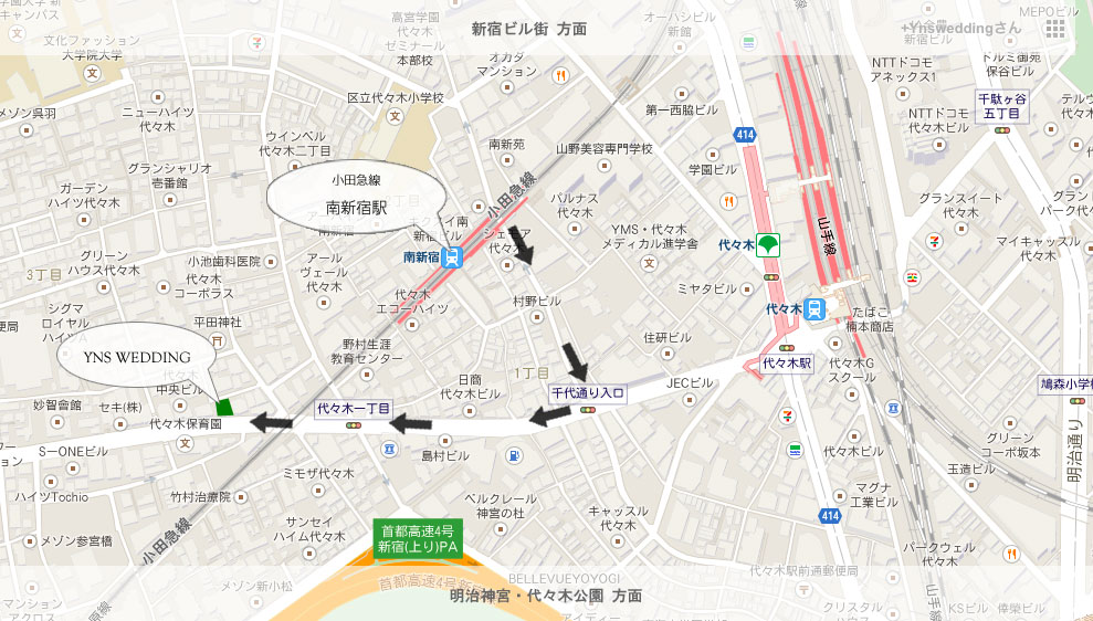 東京サロンへの地図小田急線